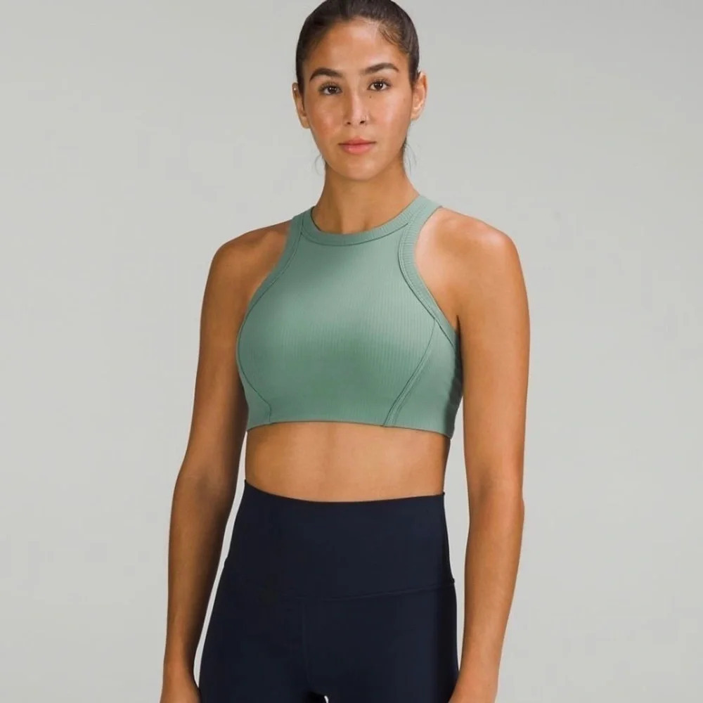 NWT Ribbed nulu high  neck bra - tidewater teal